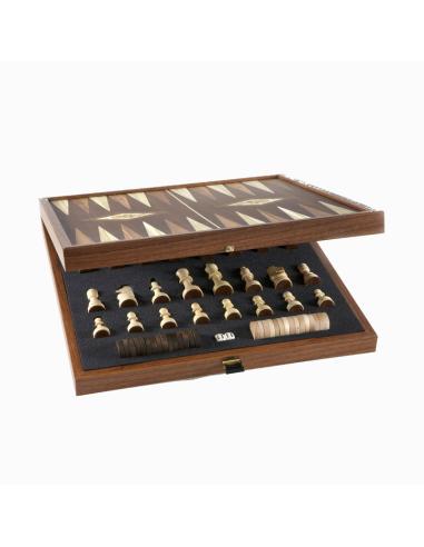 Echecs/Backgammon - 41cm Noyer