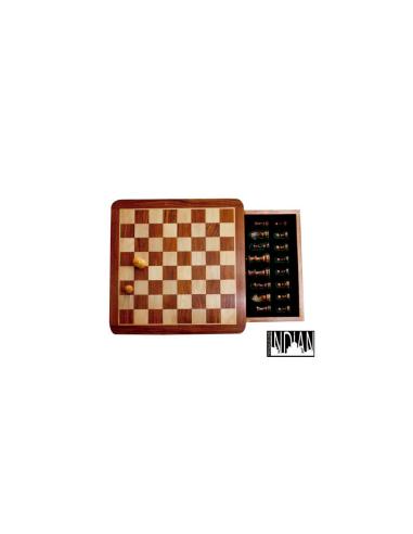 Echecs Magnétiques à Tiroir - 25x25 - Buis/Acacia