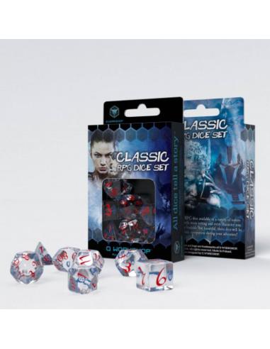 Dés - Set de 7 dés Classic RPG Dice - Bleu/Rouge/Translucide