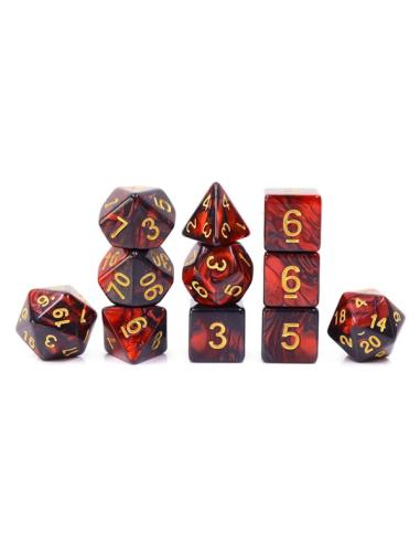 Lot de 11 dés – Fusion Rouge et Noir