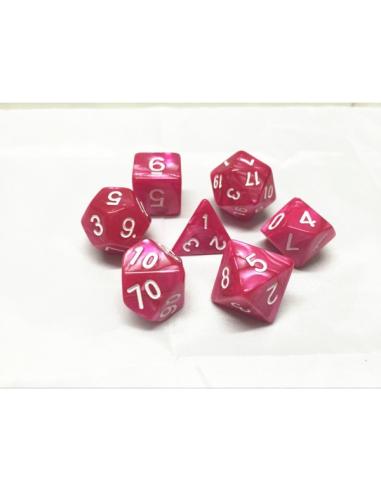 lot de 7 Dés – Rose Rouge nacré