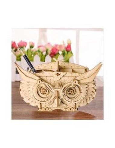 Puzzle 3D bois - Pot de Crayon Tete de Hibou