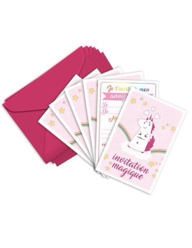 Invitations Anniversaire Licorne (x6)